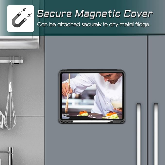 CaseBot Magnetic Case for iPad Pro 12.9-inch 6th Generation 2022, Multiple Angle Shockproof Rugged Stand Case, Soft TPU Back Cover w/Pencil Holder, Also Fit iPad Pro 12.9" 5th/4th/3rd Gen, Black