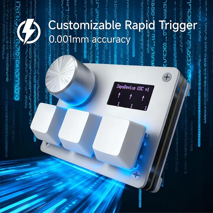 O3C Rapid Trigger Hall Effect Keyboard Suitable for OSU and Geometry Dash Rhythm Game Macro Keypad with Magnetic Linear Switches (Silvery, Outemu Pink Switch)