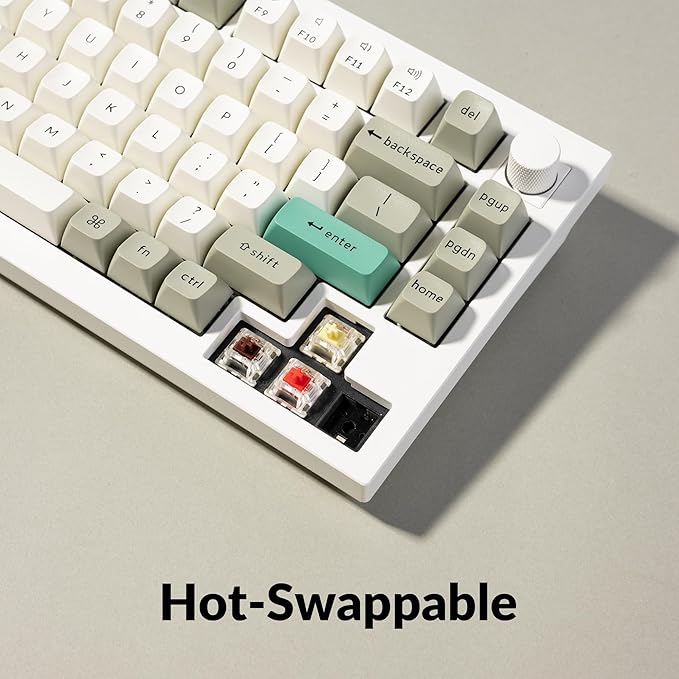 Keychron Q1 Max RGB QMK/VIA Custom Mechanical Keyboard, Full Metal Programmable Knob 2.4 GHz/Bluetooth/Wired Keyboard with Hot-Swappable Gateron Jupiter Red Switch for Mac Windows Linux - White