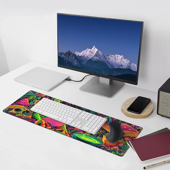 Frog Mushroom Mouse Pad Extended Large Gaming Mouse Pad XL Stitched Edges for Gamer Home Office 31.5 X 11.8 Inch