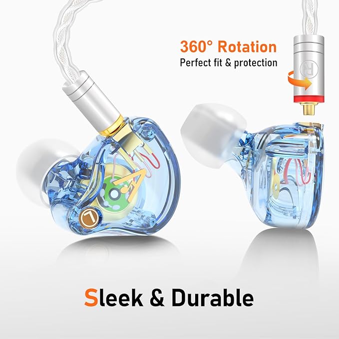 Vibes 202ML Wired Earbuds - HiFi in Ear Headphones for iPhone 5–14, Noise Isolating Ear Buds w/ Mic - Clear Sound, Deep Bass, Comfort-Fit Earphones - MMCX–LTN, Silver Plated Cord, Carrying Case