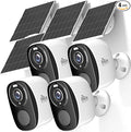 Rraycom 4Pack 5G/2.4G WiFi Solar Security Cameras Wireless Outdoor, 2K 5G Solar Cameras for Home Security with AI Motion Detection, Color Night Vision, Siren, 2-Way Audio,Works/Alexa,Waterproof