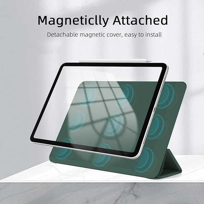 for iPad Air 13 inch M4/M3/M2 Case (2026/2025/2024,Model A3268/A3269/A3271), Auto Sleep/Wake and Magnetic Closure, Slim Trifold Stand Case, PU Leather Cover, Support Apple Pencil Pro, Green