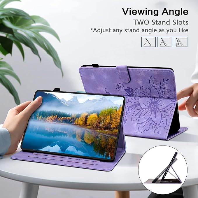 Case for iPad Pro 12.9 inch 6th/5th/4th/3rd Generation 2022/2021/2020/2018, Auto Wake/Sleep Supports Pencil Pro and Pencil(USB-C) Magnetic Clasp Stand, Purple