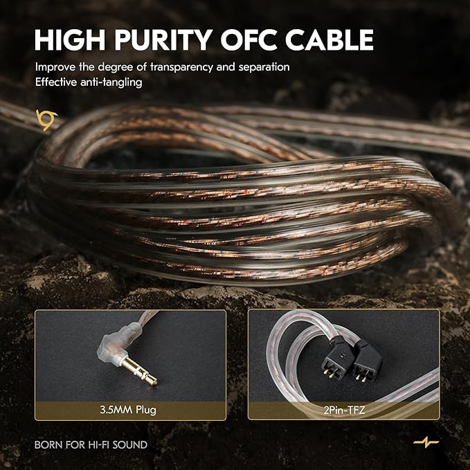 HiFi IEM for Gaming, CCZ MC02 in Ear Monitors, Clear Crystal Sound Gaming Earbuds, 10mm 1DD Wired Headphones with Patented IEMS Ear Tips for Computer Laptop School Students (Dark Black, With Mic)