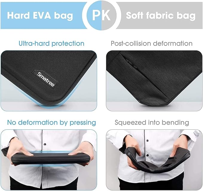Smatree Hard Laptop Sleeve Case for 15 inch DELL XPS 15 9510 9520 9530, Dell XPS 15 Laptop Case, Anti-Shock and Waterproof Notebook Bag, Black