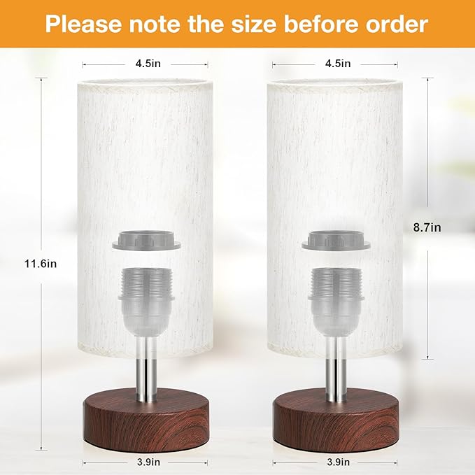PartageiZ Small Table Lamp for Bedroom Set of 2 - Bedside Lamps for Night Stands, Minimalist Nightstand Light Lamp, Desk Lamps for Reading Room, Kids Room, Living Room, Office, Dorm