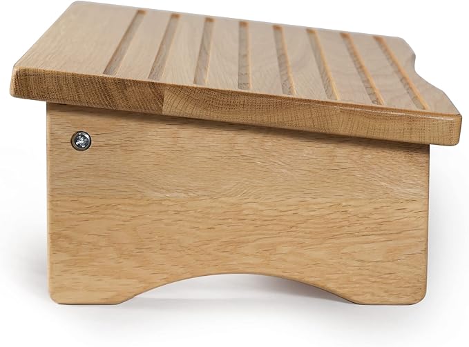 CONSDAN Foot Rest, Ergonomic Footrest for Under Desk at Work, Nursing Foot Stool, Natural Solid Wood Non-Slip Slanted Top Foot Stool for Office/Standing Desk (Natural Color)