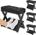 HOMELTSTBO Adjustable Wooden Foot Rest Under Desk, Double Step Desk Footrest with 3 Height Options & Non-Slip EVA Surface, Ergonomic Foot Rest For Under Desk At Work,Enhances Posture,Home Office-Black