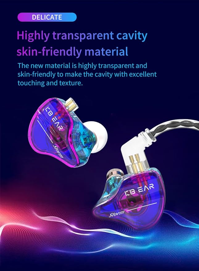 YINYOO KBEAR Storm Professional in Ear Headphones Monitor Earphones for Singers Drummers Musicians Bassists, Custom Wired Earbuds IEM, Hi Res Detachable OFC Silver-Plated Cable Auriculares