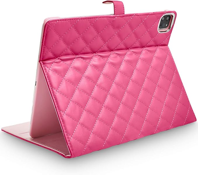 Changjia for iPad Pro 11-inch Case (4th/3rd/2nd/1st Gen), Cute Crown Bling Diamond PU Leather Smart Auto Sleep/Wake Stand Shockproof Case, Rose Red