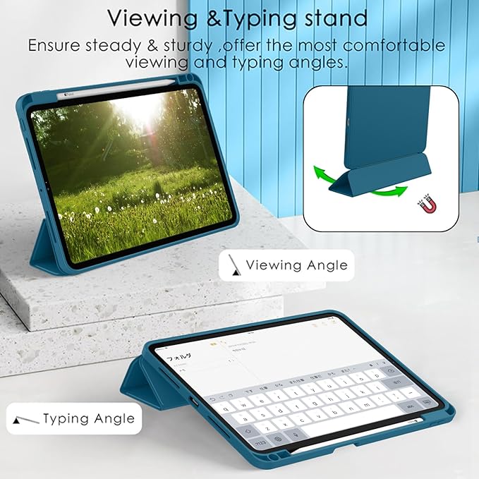 ZryXal iPad Pro 11 Inch Case (M5) 2025/ (M4) 2024 (Model: A2836/A2837/A3006), Trifold Stand Smart Cover with Pencil Holder and Soft TPU Back, Auto Wake/Sleep (Teal)