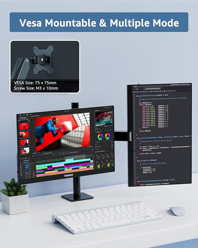 Yodoit Portable Monitor for Laptop 1920×1200 16" FHD Screen IPS Display with USB Type C Port, Built-in Speakers and Smart Cover Compatible with PC, MacBook, Xbox (Black)
