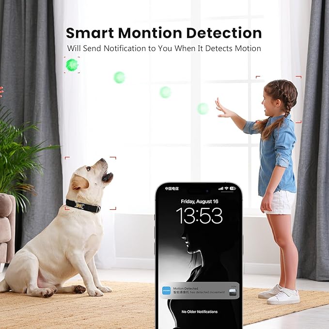 AMOROM Indoor Camera for Home Security 360°, 1080p Pet Cameras with Pan&Tilt, Night Vision, Motion Detection, 2-Way Audio, Compatible with Alexa/Google Assistant, 2.4GHz WiFi, 2 Pack