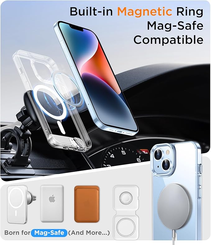 Magnetic Compatible with iPhone 14 Case/iPhone 13 Case,[Built-in Invisible Kickstand][Compatible with MagSafe] [Military Grade Shockproof] Slim Thin Phone Case for iPhone 14/13 6.1"