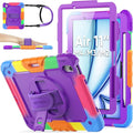 SEYMAC stock Case for iPad Air 11-inch M4-M2 2026-2024 (Gen 8-6), Shockproof Heavy Duty Case with Screen Protector, Pencil Holder, Rotating Stand, Hand Strap, Shoulder Strap, Purple