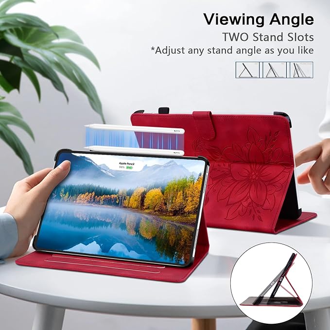 Case for iPad Air 3rd Generation 2019 / iPad Pro 10.5 Inch 2017, Auto Wake/Sleep Supports Pencil Holder Magnetic Clasp Stand Cover, Red