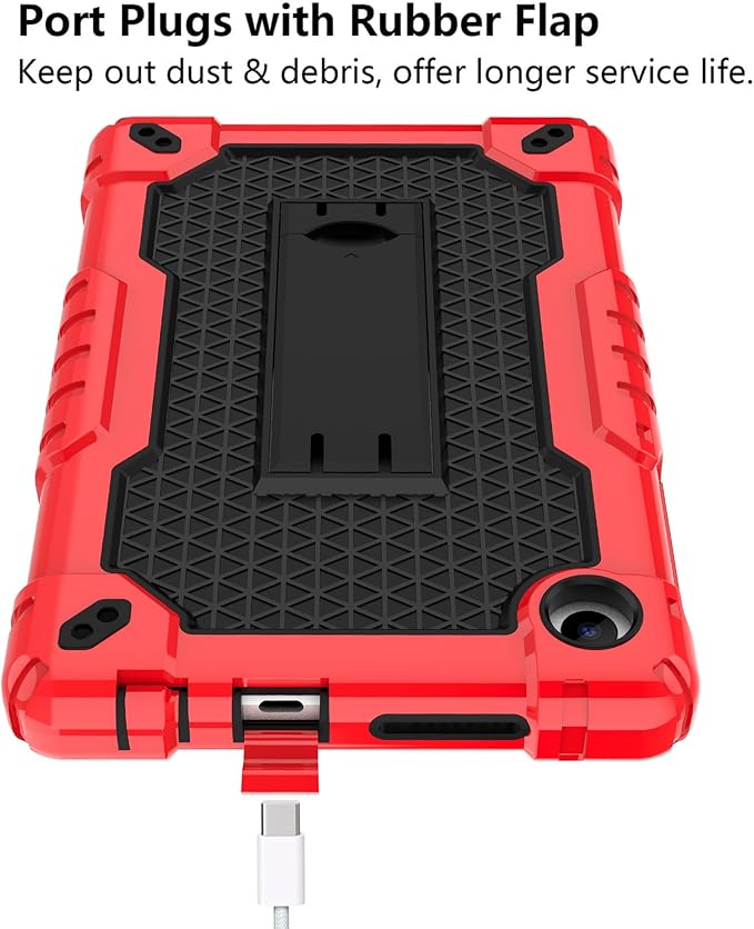 Case for for AT&T Amigo Jr. Tab 8 inch Tablet 9136K - [Built-in Kickstand] Anti Slip Kids Friendly Shockproof Silicone Protective Cover (Red/Black)
