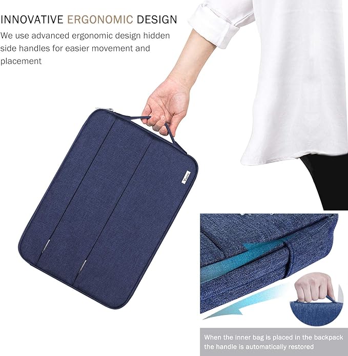 Voova 13 13.6 Inch Laptop Sleeve Case Compatible with MacBook Air 13 M1/M2/M3/M4 2020-2025, MacBook Pro 13/14, IPad Air/Pro 13, Waterproof Slim Computer Bag Cover with Handle, Blue