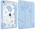 Case for iPad Air 11 inch M4 2026 M3 2025 M2 2024 Release with Pencil Holder Clear Back Shell Blue Lightweight Shockproof TPU Edge Trifold Stand Auto Wake Sleep Cute Cover, Starfish and Shells