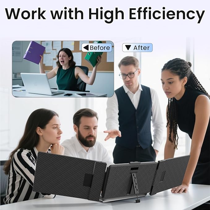 14" Triple Laptop Screen Extender - FHD 1080P Portable Monitor Work Travel Display 13-17" Laptops USB-C HDMI for Windows/Mac/Chrome