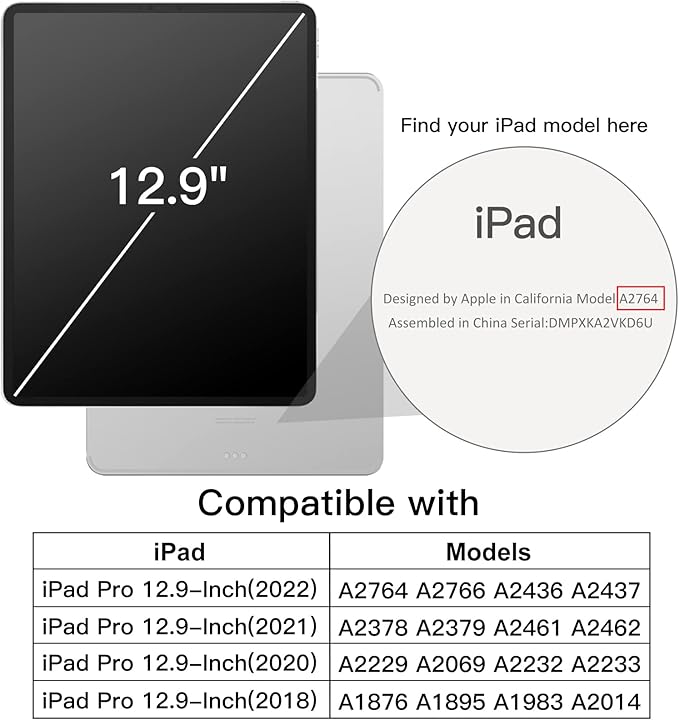 JETech Case for iPad Pro 12.9-Inch (2022/2021/2020/2018) with Pencil Holder, Clear Transparent Back Shell Slim Stand Shockproof Tablet Cover, Auto Wake/Sleep (Matcha Green)