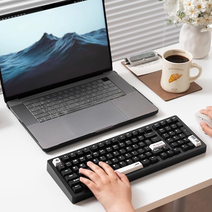 MONSGEEK M2 V5 VIA Aluminum Mechanical Keyboard Quick Release Tri-Mode Gaming Keyboard with 8000 mAh RGB Hot-swappable Black Piano, Pre-lubed Stellar Rose Switch