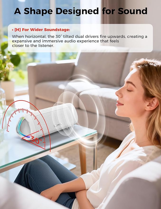 BolaButty Bluetooth Speaker Portable Wireless, IPX5 Waterproof, Up to 20H Playtime, TWS Pairing, BT5.3, for Home/Party/Outdoor/Camping/Beach Essentials, Birthday Gift (White)