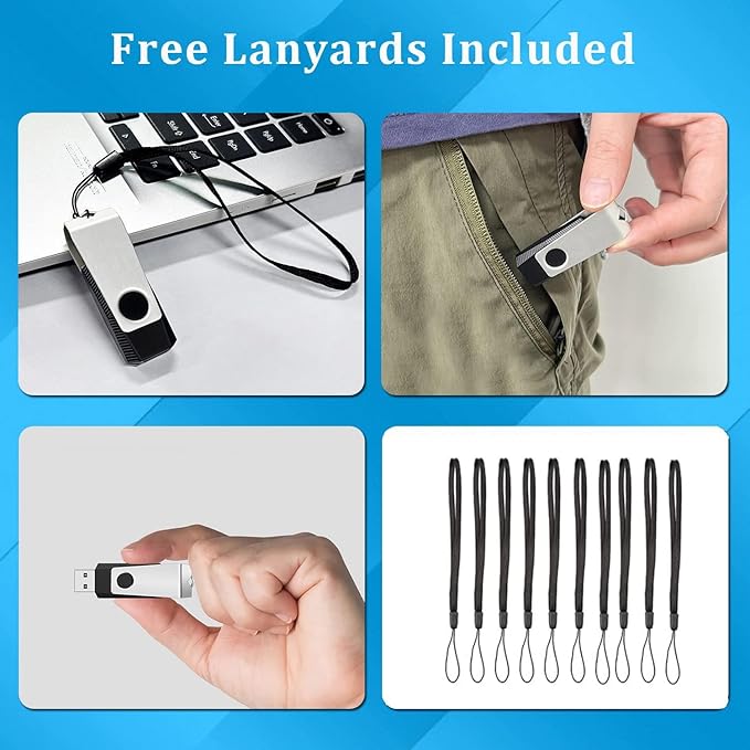 1GB Flash Drives 100 Pack, Wooolken USB 2.0 Thumb Drive with Lanyards Bulk USB Drive Pen Drives for Weddings,Office, School, Data Storage Backup