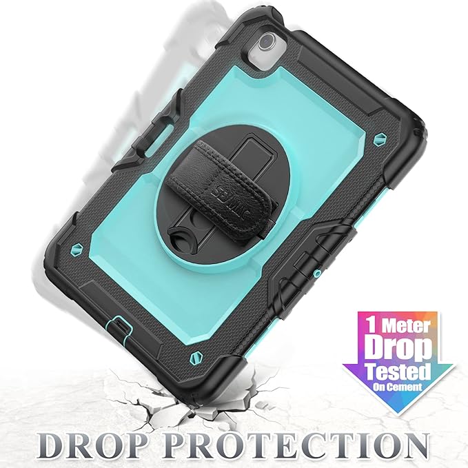 SEYMAC stock Case for iPad Air 5th/4th Generation/Pro 11 (4th/3rd/2nd) with Screen Protector Pen Holder, 360° Rotate Hand Strap/Stand Case for iPad Air 5th/4th Gen 10.9''/ Pro 11'' (Brightblue+Black)