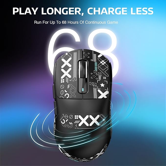 ATTACK SHARK X3PRO 4K/8K Lightweight Wireless Gaming Mouse with Tri-Mode(Wired/2.4GHz/BT),PAW3395 Optical Sensor,26K DPI,Kailh GM8.0 Switch,Long Battery,7 Buttons for PC/Laptop/Win/Mac(Black+Sticker)