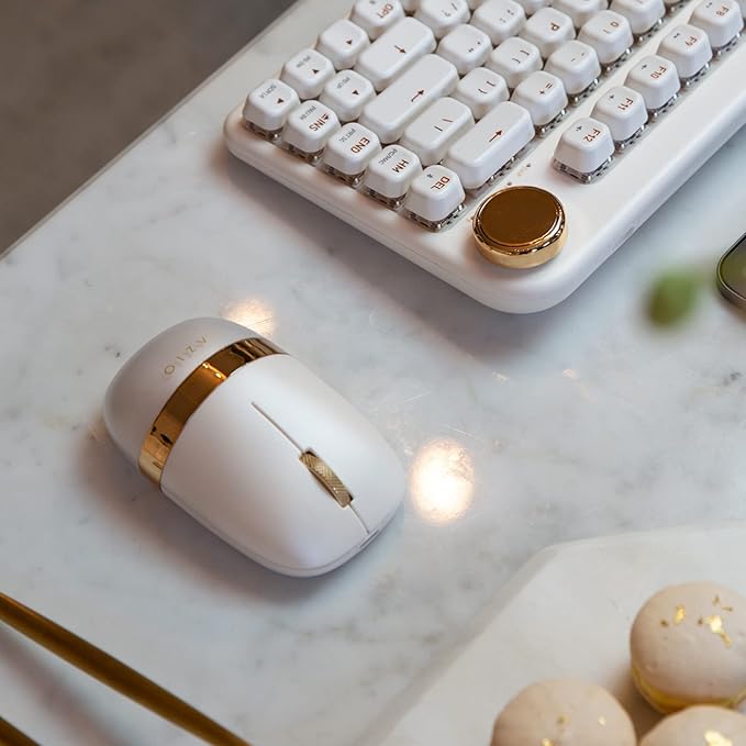 Azio IZO Wireless Optical Mouse - Bluetooth 3.0 & 5.0/2.4G RF-USB, Ambidextrous Design, PixArt PAW3212 Sensor, 1000/1600/2400 DPI, Rechargeable, PC & Mac