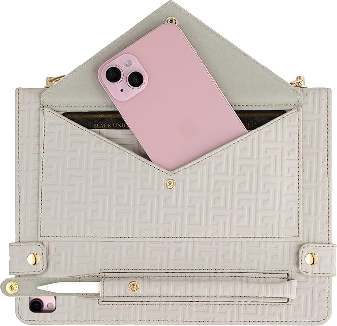 Handbag Case for iPad 9.7 Inch 2018/2017 (6th/5th Gen), iPad Air 2/Pro 9.7 Cover, Techcircle Cute Folio Stand Wallet Case w/Pencil Holder, Card Slots, Hand Strap, Shoulder Strap, Off-White