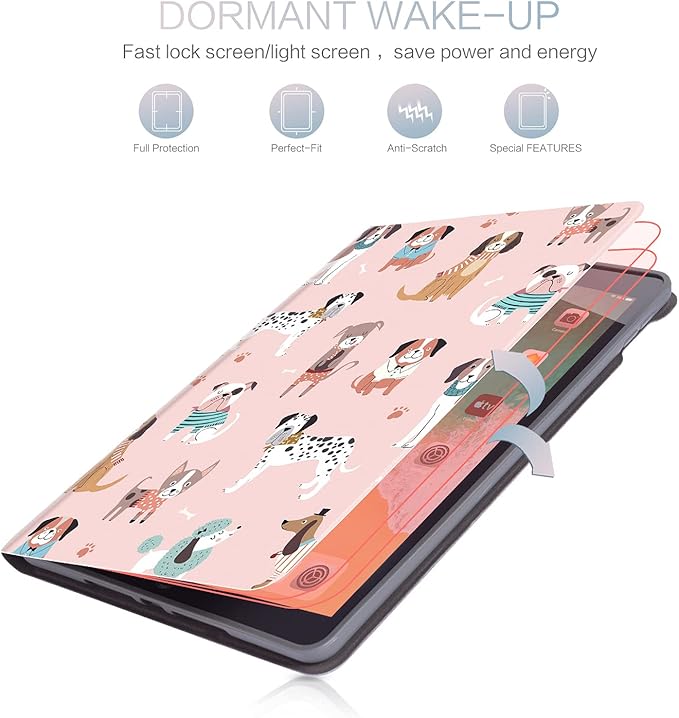 for iPad (A16) 11Th/10Th Generation Case 2025/2022, for iPad Case 11Th/10Th Generation, 10Th/11Th Gen iPadCase Cover Auto Wake/Sleep Multi-Angle Viewing Adjustable Stand, Pink Cute Dogs