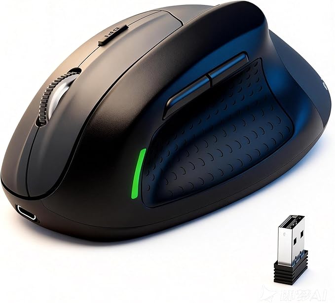 XUANGUI Vertical Ergonomic Quiet Wireless Mouse Rechargeable MT65, Bluetooth 5.1/2.4G/USBC Tri-Mode Computer Mice for Large and Medium Hands, Max 4800 DPI, Type C and Witeless for PC Laptop Mac Tablet