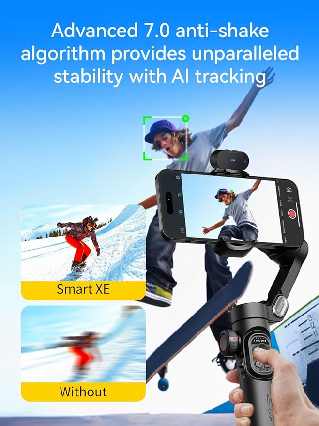 AOCHUAN 3-Axis Gimbal Stabilizer for Smartphone Smart AI XE & B10 Storage Bag & E10 Extension Rod