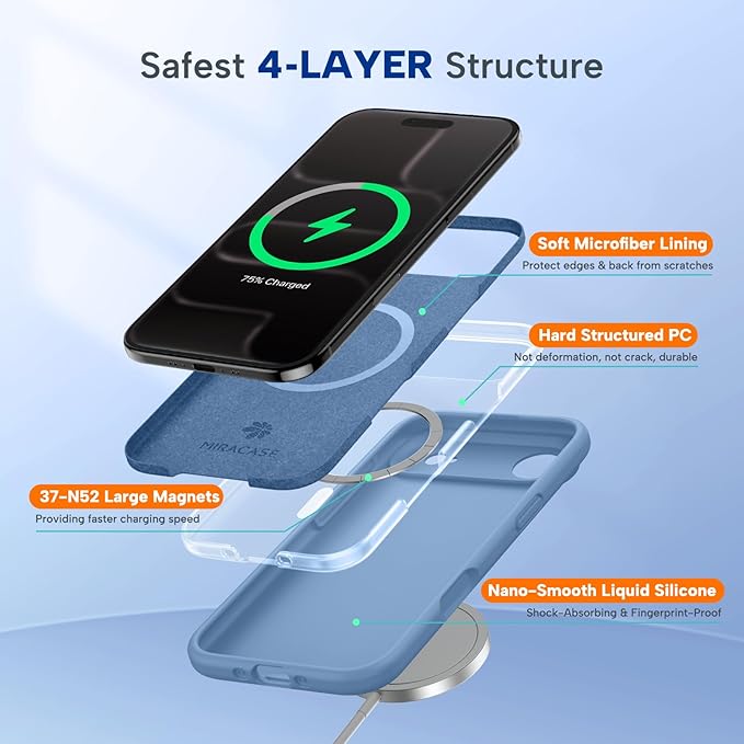Miracase Magnetic for iPhone Air Case, Compatible with MagSafe, Integrated Silicone Camera Control Cover, 3.0mm Thicken Shockproof Drop Protection Phone Case for 17 Air,Glass Blue