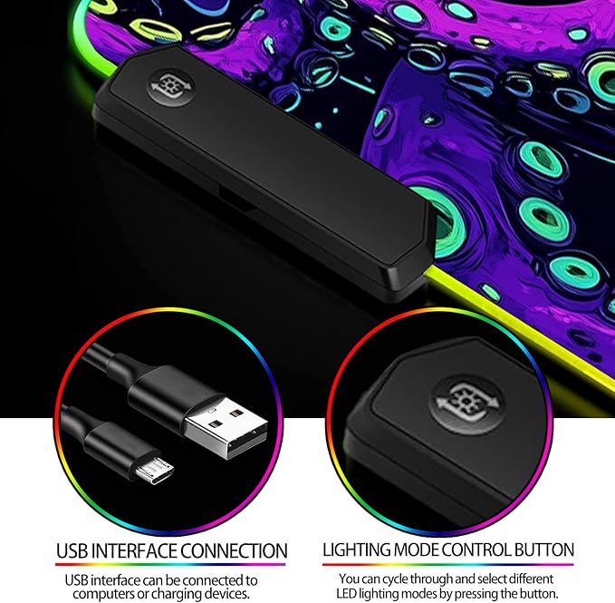 RGB Octopus Monster Gaming Desk Mat, Computer Keyboard Large Extended Cool Neon Animal LED Mouse Pad for Office and Home, 31.5×11.8 Inches, XL
