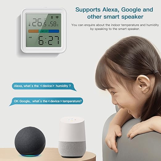 WiFi Thermometer Hygrometer: Smart Temperature Humidity Sensor with App Control, Notification Alerts, Calibration, Backlit, Air Comfort Indicator, Room Temperature Monitor Compatible with Alexa