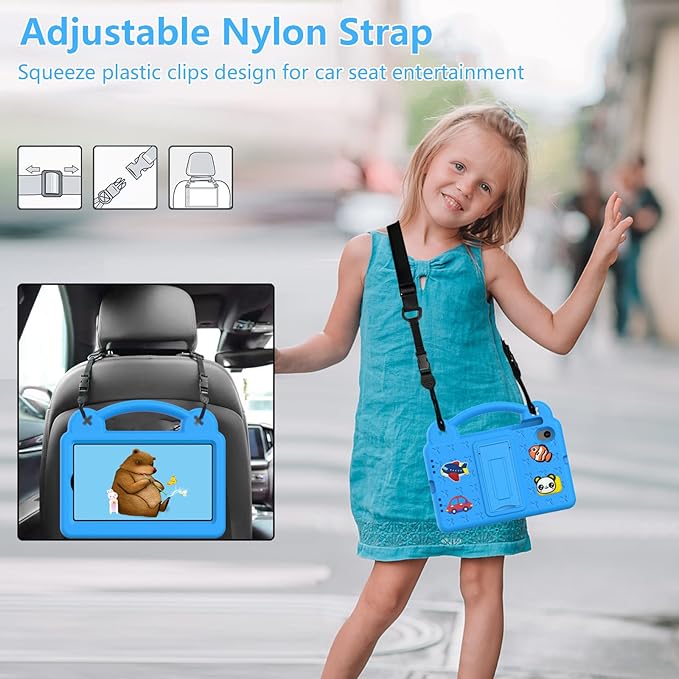 AKABEILA Compatible with ONN 10.1(4nd Tablet Case,Gen) 2024/Teclast M50 HD 10.1/Teclast M50 pro 10.1(2023)/Blackview Tab 80 10.1(2023) Tablet Case, Shockproof Case with Shoulder Strap Sky Blue