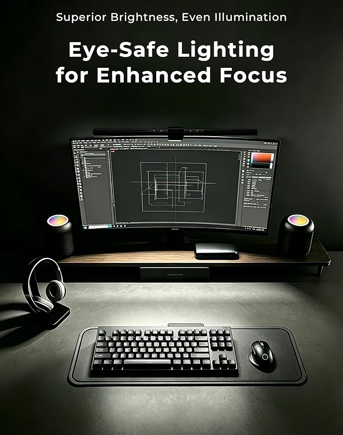 Monitor Light Bar, Computer Monitor Lamp, Eye-Care USB Reading Monitor Lamp with Color/Dimming Adjustment, Touch Control, No Screen Glare Home Office Gaming Desk Lamp
