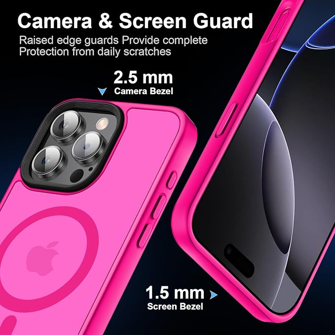 Strong Magnetic for iPhone 16 Pro Max case [10Ft Military-Grade Protection] Compatible with fit MagSafe Shockproof Slim Thin Cover case for iPhone 16 Pro Max 6.9 inch, Pink