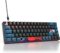 Protable 60% Percent Gaming Keyboard Mechanical, Mini Compact Backlit 68 Keys Wired Office Keyboard with Red Switch for Mac/Win (Monstor Black/red Switch 68)