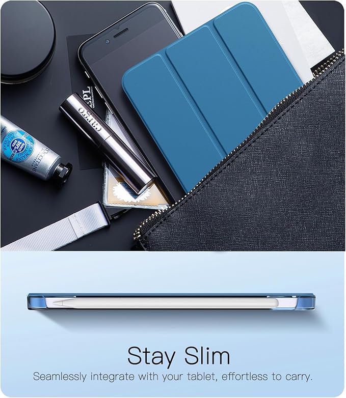 TiMOVO Case for iPad mini 7 A17 Pro 8.3-inch 2024, iPad mini 6th Generation Case, Slim Translucent Hard Back Folio Cover Support Touch ID & Apple Pencil Charging, Auto Wake/Sleep, Peacock Blue