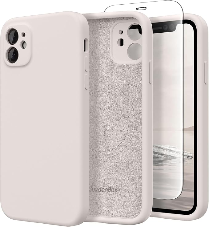 Magnetic for iPhone 11 Phone Case Silicone, Compatible with MagSafe, [Full Camera Protection][Screen Protector] Slim Shockproof Protective Case for iPhone 11 6.1", Stone