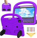 Kids Case for Apple iPad Air 11 inch M3/M2 & iPad Pro 11 inch M5/M4 (2025/2024) with Pencil Holder/Handle/Kickstand Lightweight Soft EVA Foam Shockproof Stand Girls Boys Cover, Purple Bird