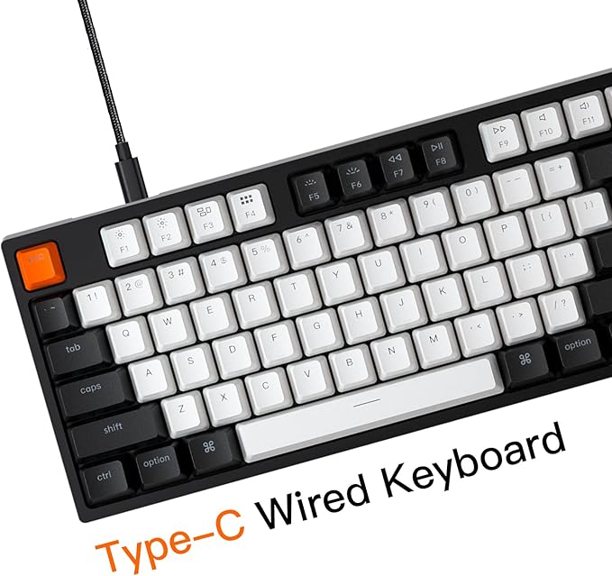 Keychron C2 Full Size Wired Mechanical Keyboard for Mac, Hot-swappable, Gateron G Pro Red Switch, White Backlight, 104 Keys ABS keycaps Gaming Keyboard for Windows,Type-C Braid Cable