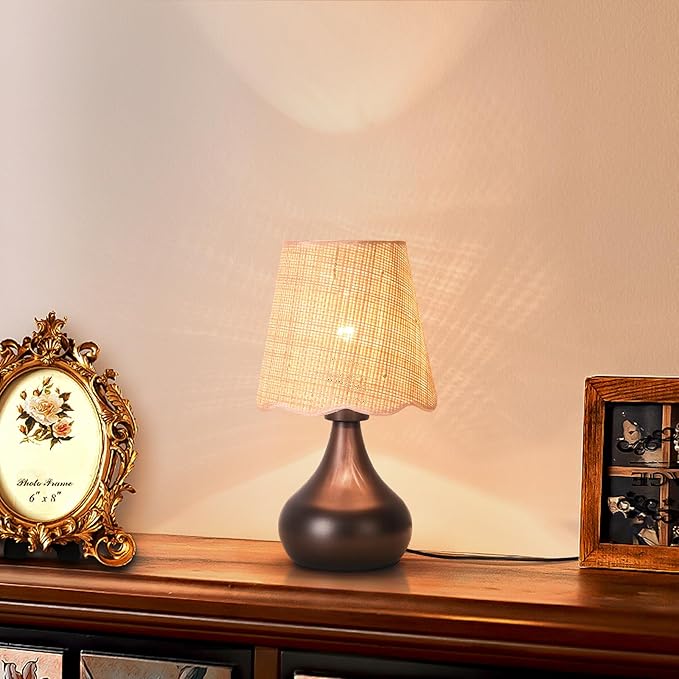 Ziqqeelam Oil Rubbed Bronze Small Table Lamp for Bedside, Farmhouse Bedroom Lamps for Nightstand, Vintage Small Table Lamps for Small Spaces for Bedroom, Kitchen Counter, End of Table, Office