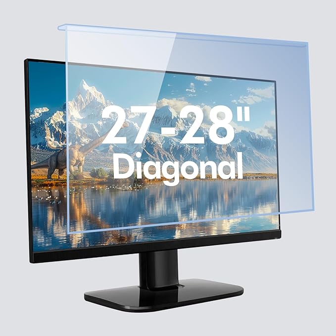 27-28 Inch Blue Light Filter for Computer Monitor, Computer Screen Blue Light Blocker Panel (24.8''x14.6'') for Widescreen Desktop LCD TV PC Monitor, HD Not Anti-Glare
