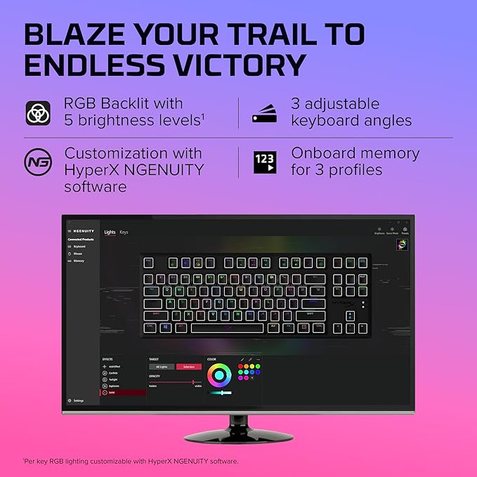 HyperX Alloy Origins Core - Tenkeyless Mechanical Gaming Keyboard, Software Controlled Light & Macro Customization, Compact Form Factor, RGB LED Backlit, Linear HyperX Red Switch,Black